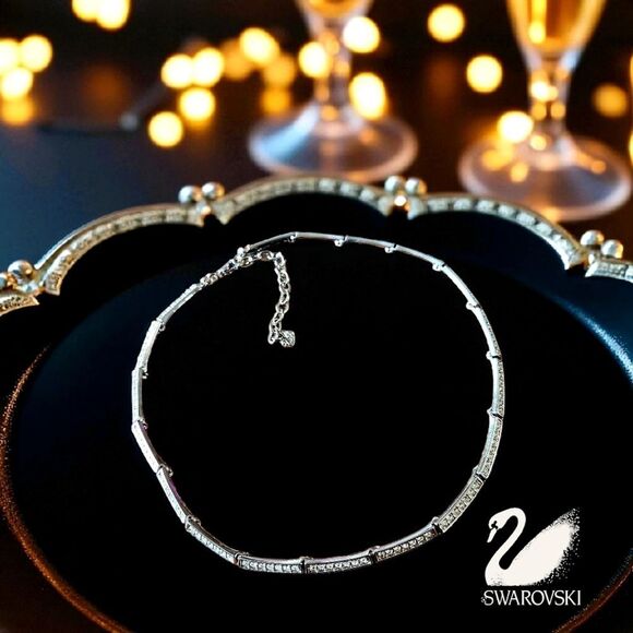SWAROVSKI Crystal Bar Link Necklace WEDDING READY! - Picture 1 of 10